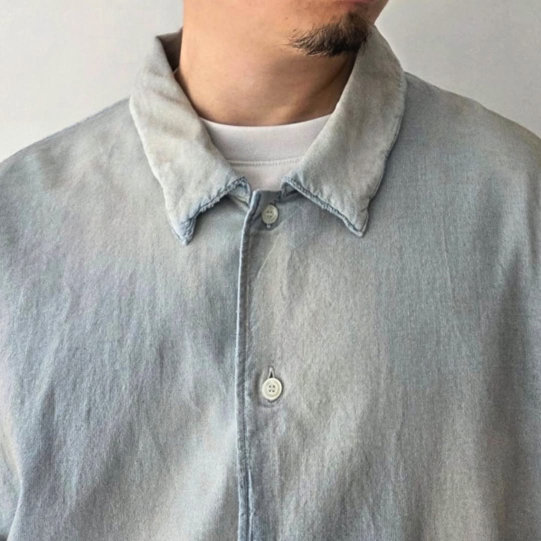 ANCELLM / Brushstroke Aging Shirt (Indigo)