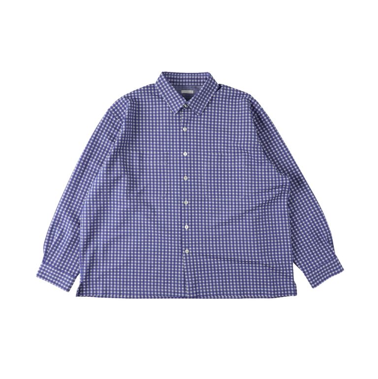 KANEMASA PHIL / 36G Wool Check Balise Shirt (Blue White)