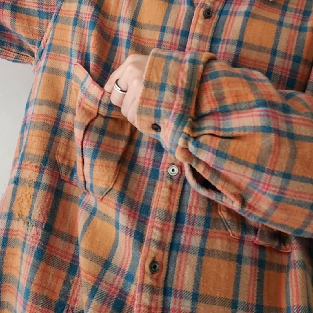ANCELLM / Nel Check Over Work Shirt (Camel)