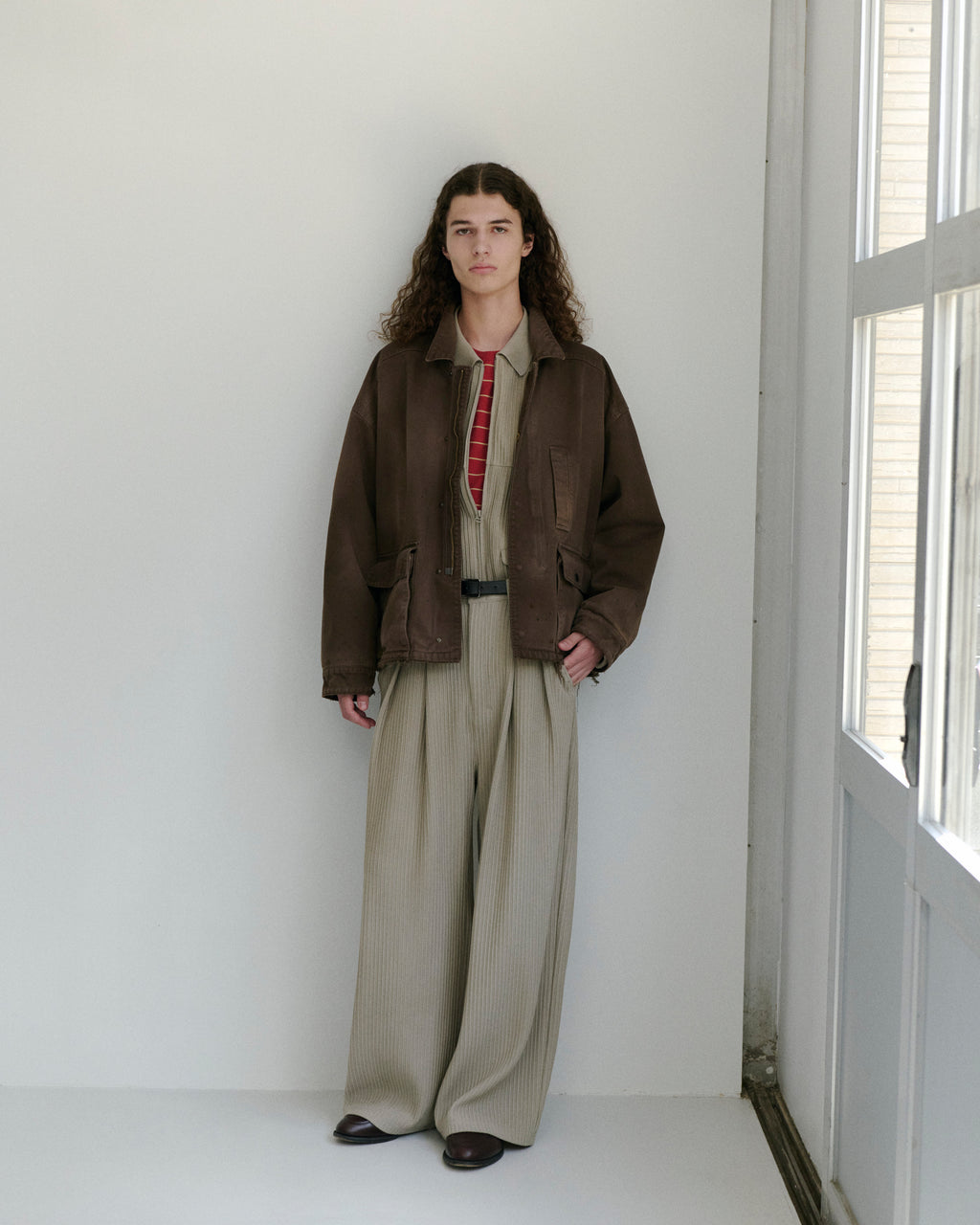 ANCELLM / Highcount Drill Aging Jacket (Brown)