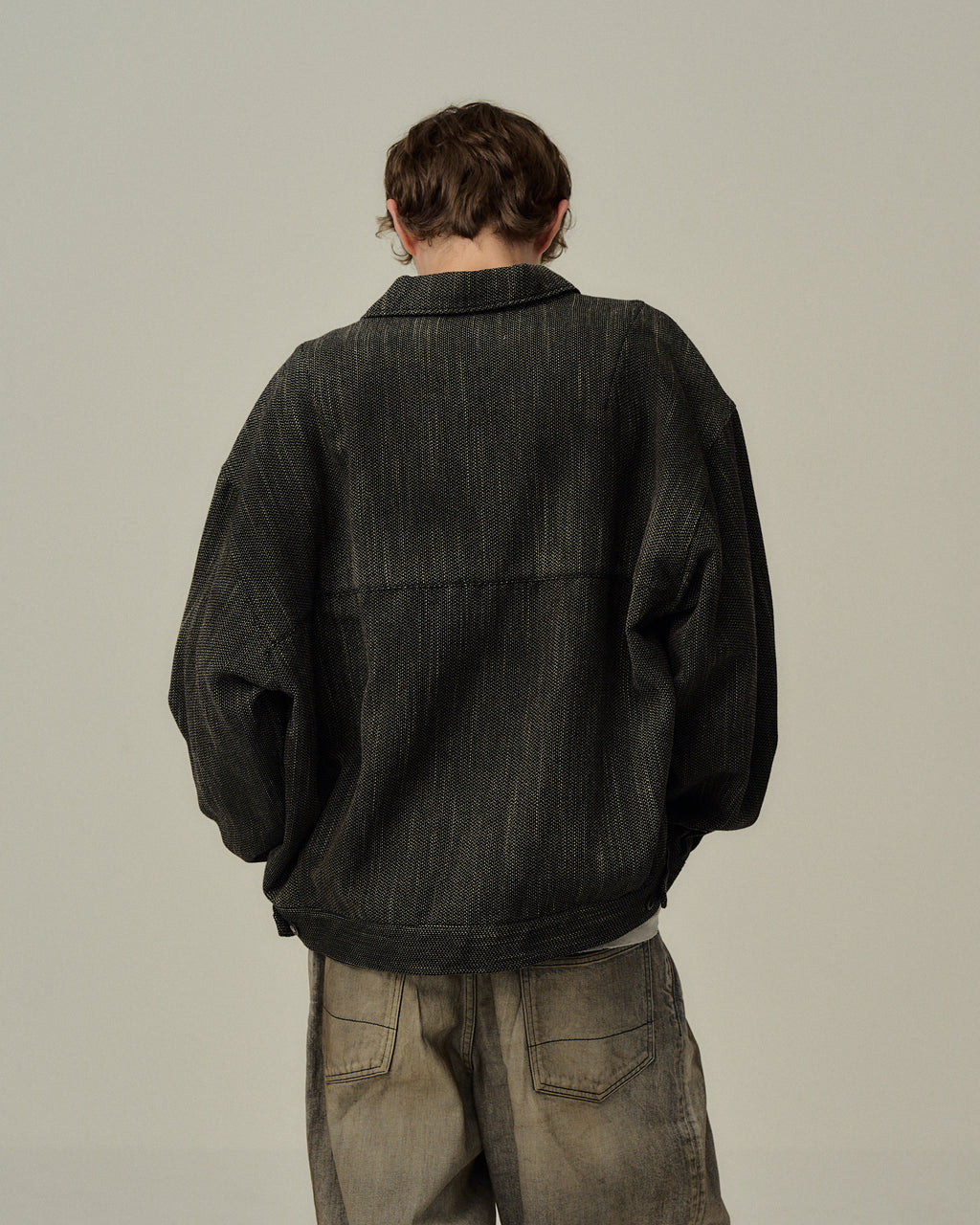 ANCELLM / Melange Wool Work Shirt Blouson (Black)