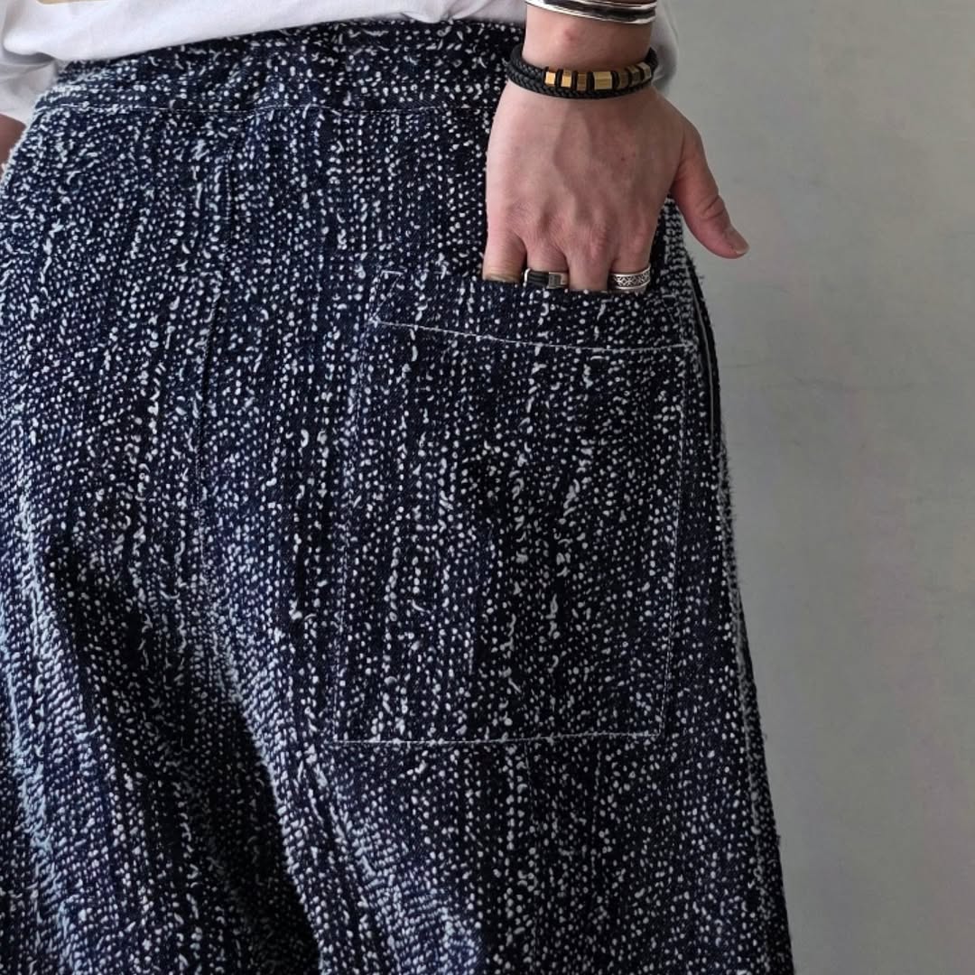 SAGE NATION / Box Pleat Trouser Denim - Indigo Snow Nep