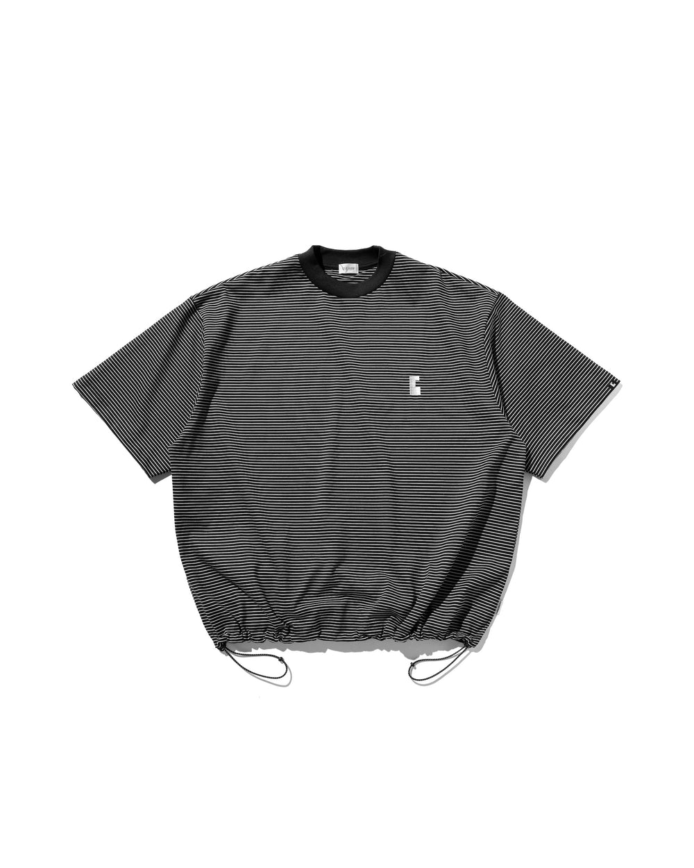 CLESSTE / 'C' Striped Massive T-Shirt With Drawstrings (Black x White)