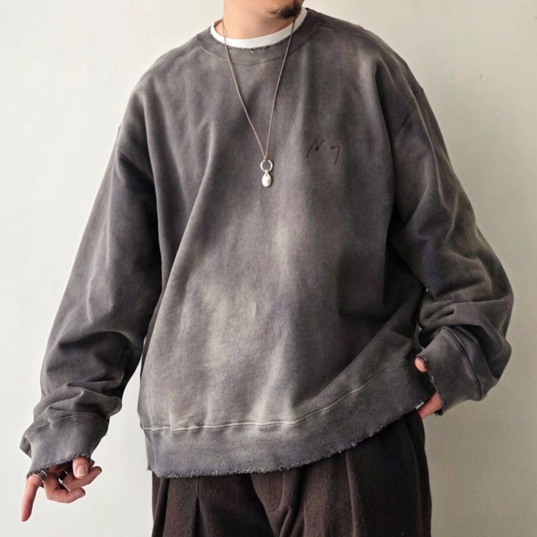 ANCELLM / Unevenness Sweat Shirt (Black)