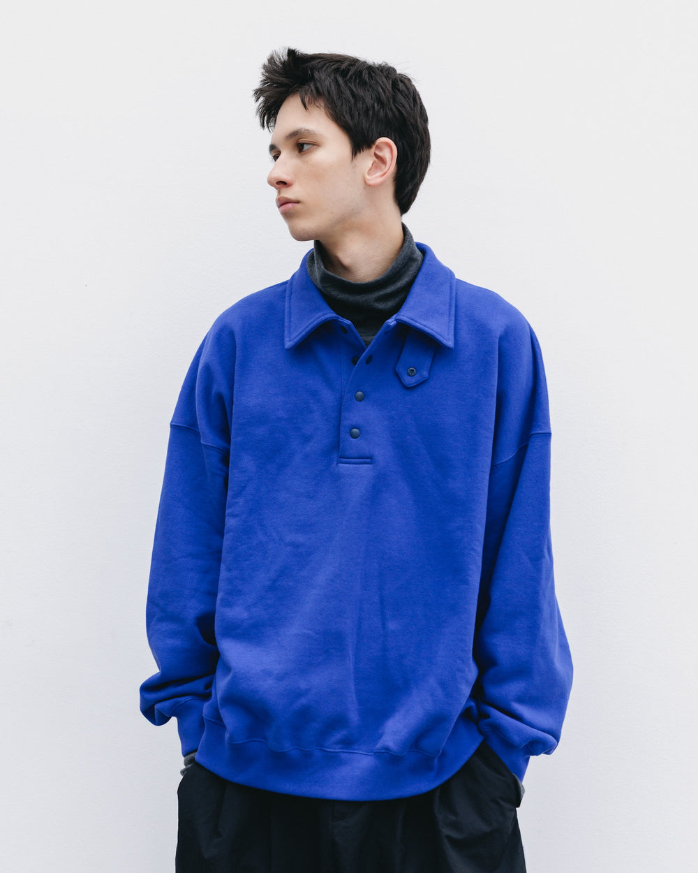 CLESSTE / Half Snap Sweat Shirt (Blue)