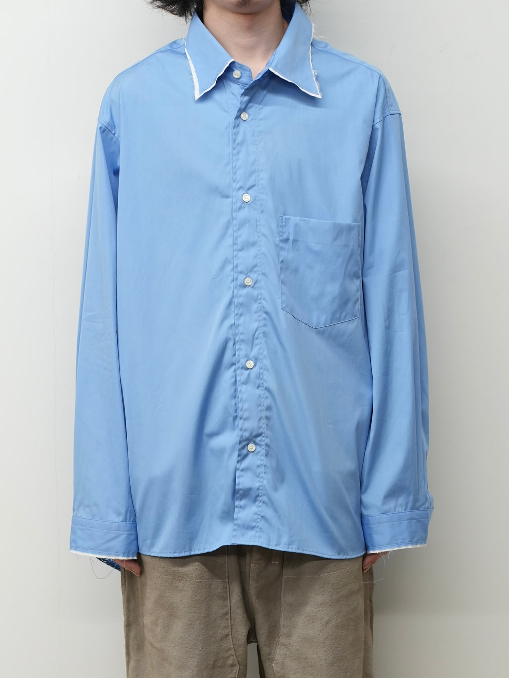 ANCELLM / High-Count Frayed Over Shirt (Blue)