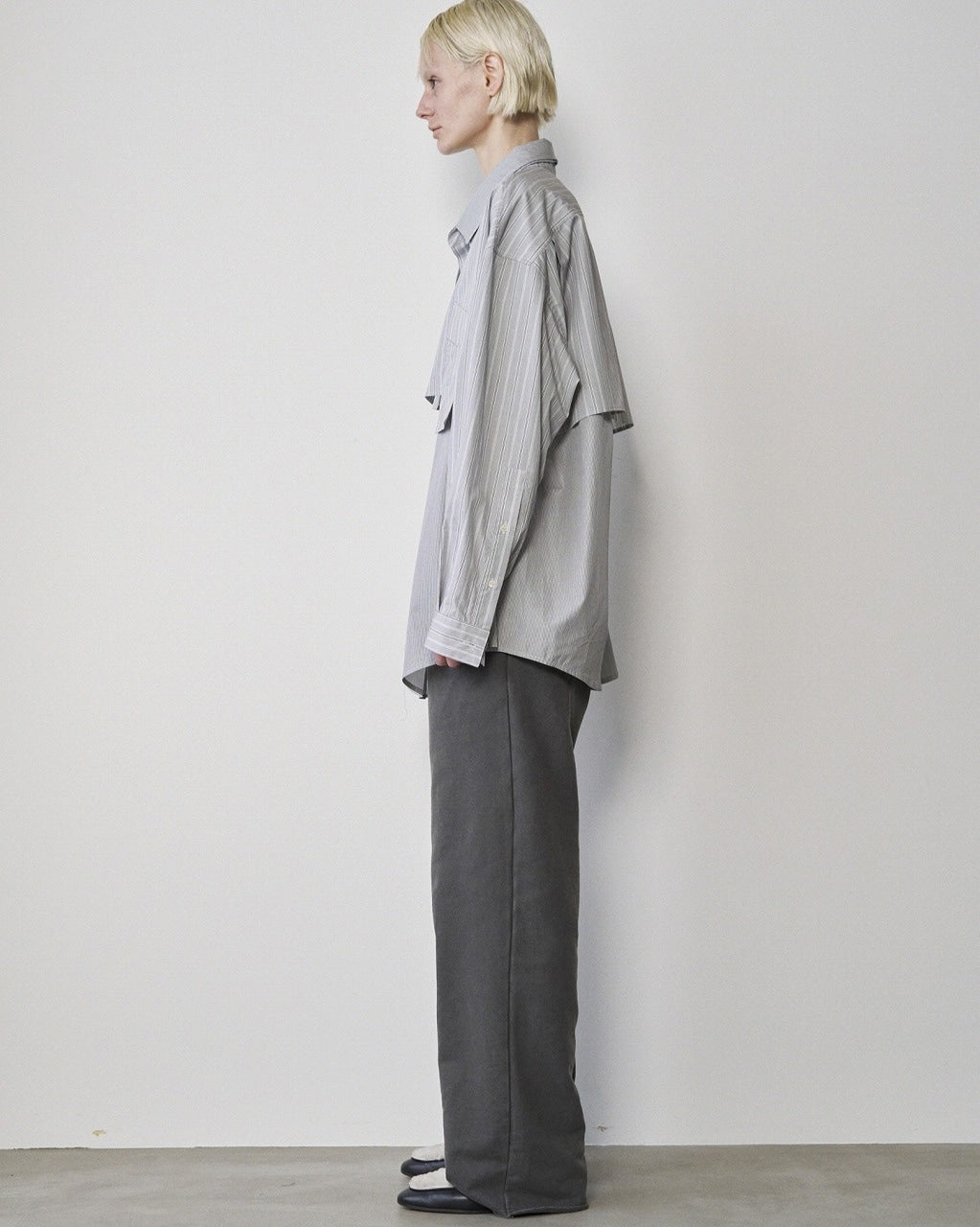 RICH I / Layered Shirt (Gray Stripe)