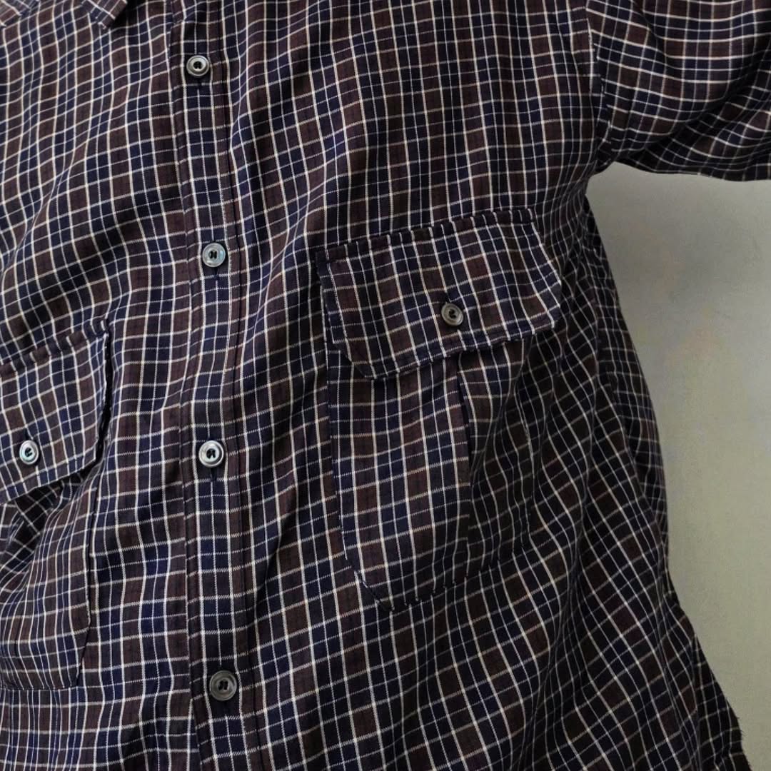 ANCELLM / Nel Check Over Work Shirt (Navy)