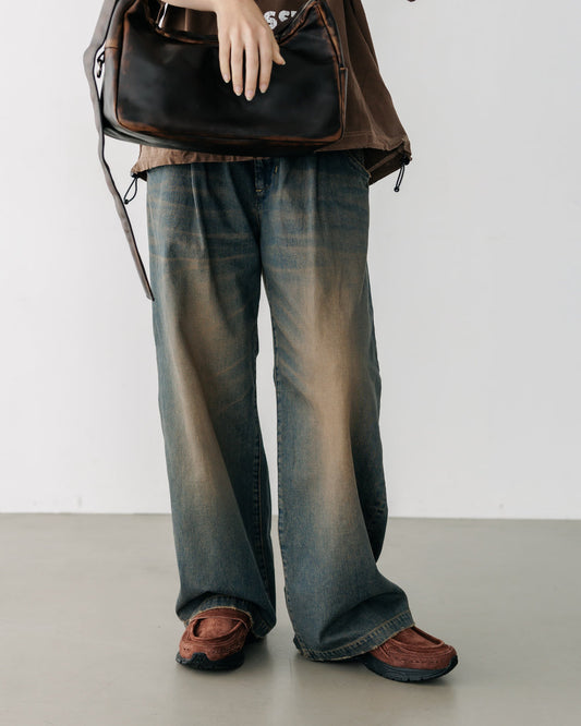CLESSTE / Vintage Dyed Selvedge Denim Wide Pants (Vintage Brown)
