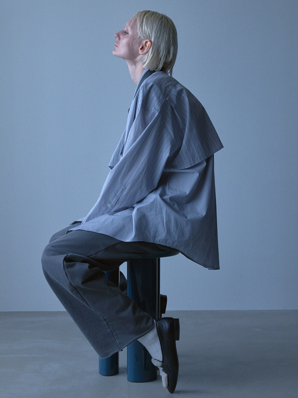 RICH I / Layered Shirt (Gray Stripe)