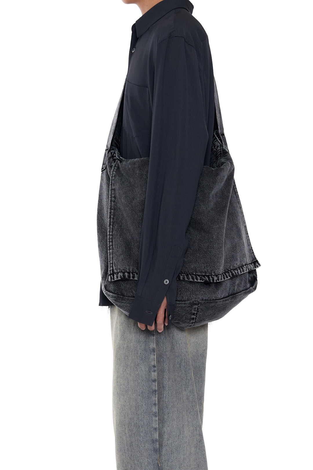 CODA / Black Acid Wash Denim Cross Body Bag