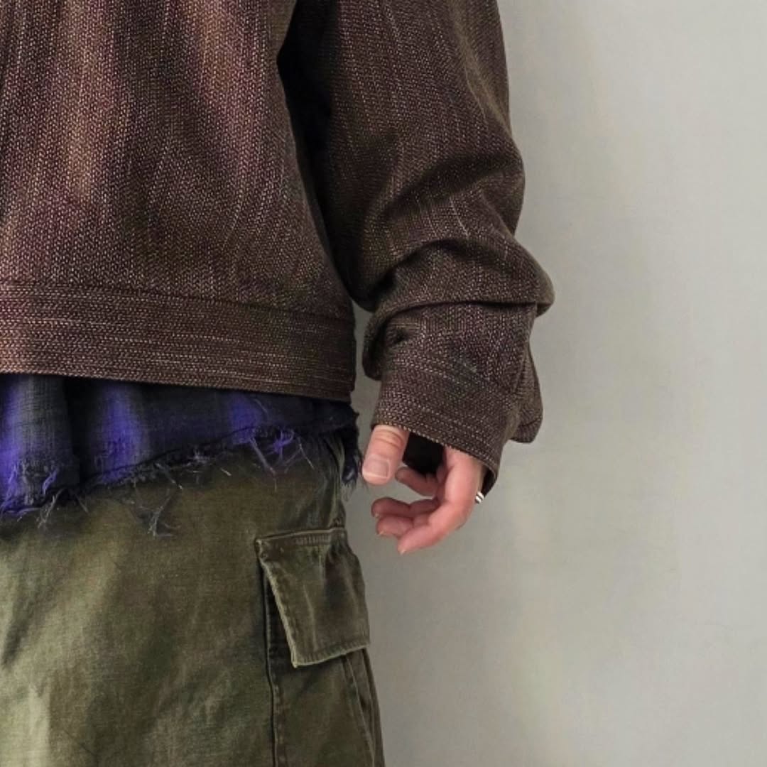 ANCELLM / Melange Wool Work Shirt Blouson (Brown)