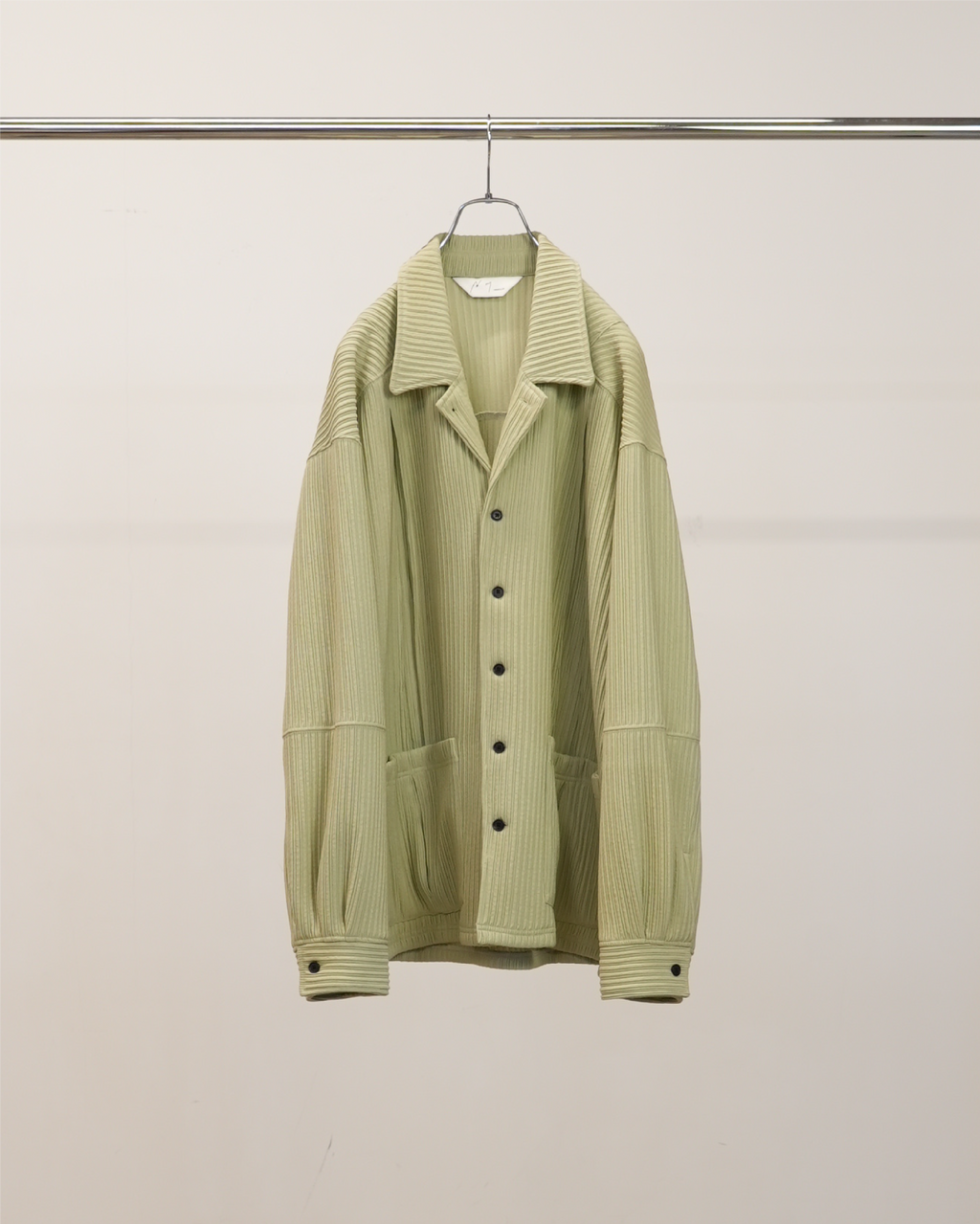 ANCELLM / Wrinkled Stripe Shirt (Wasabi)