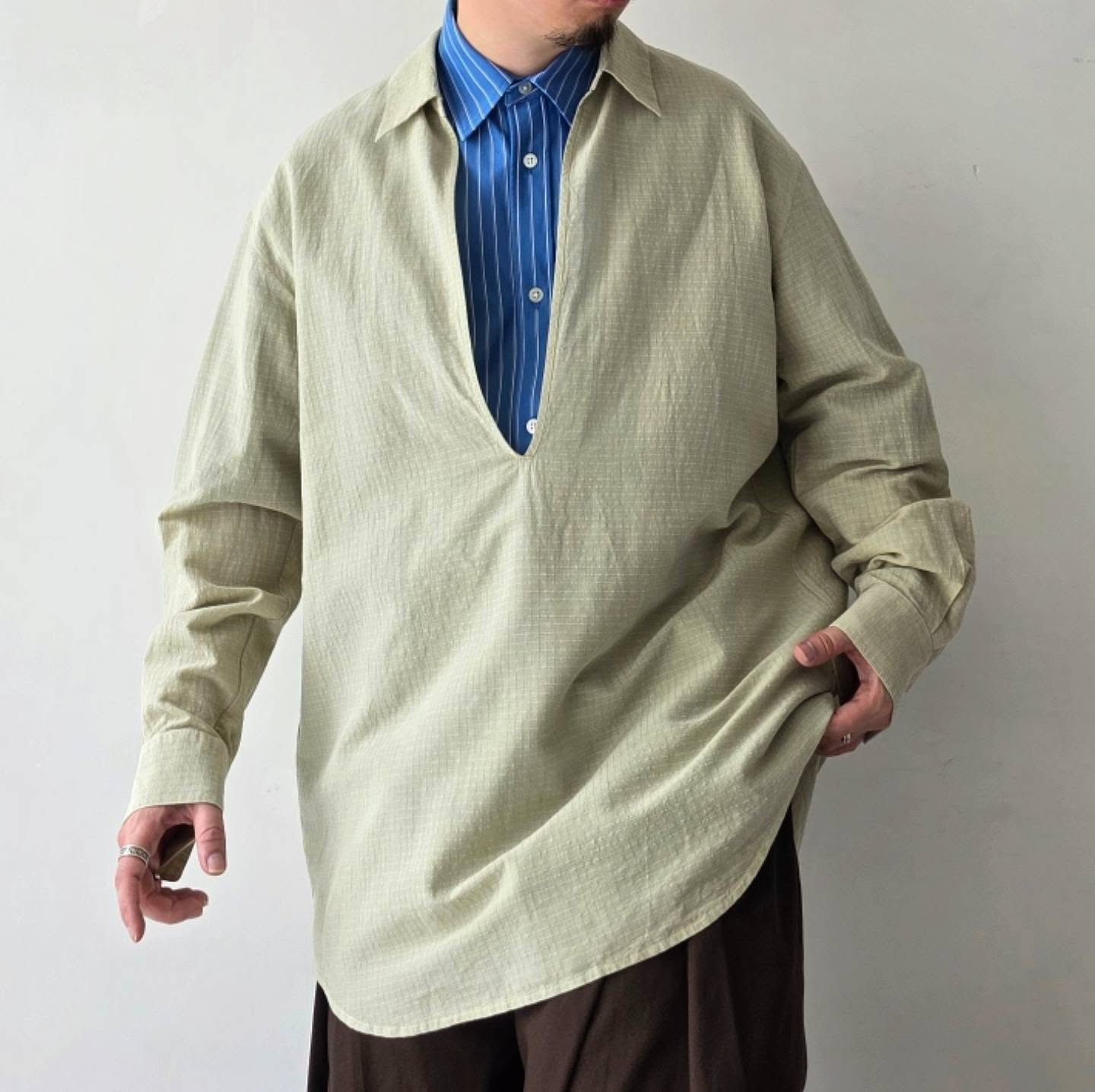 NOMAT / Skipper Shirt Silk Cotton Ripstop (Mistgreen)