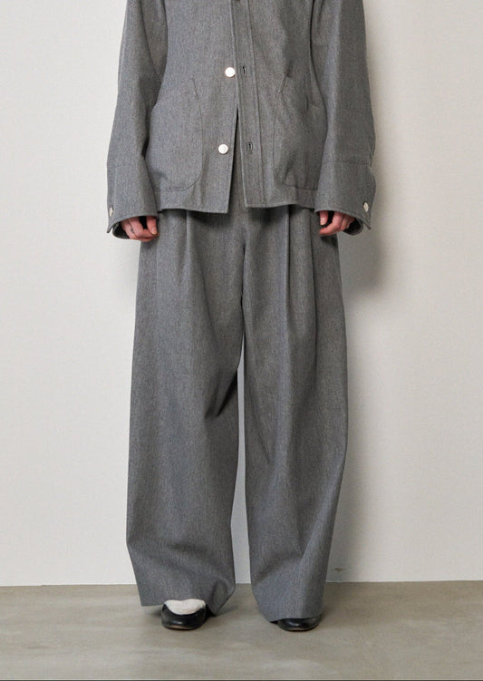 RICH I / Tucked Wide Trousers (Gray)