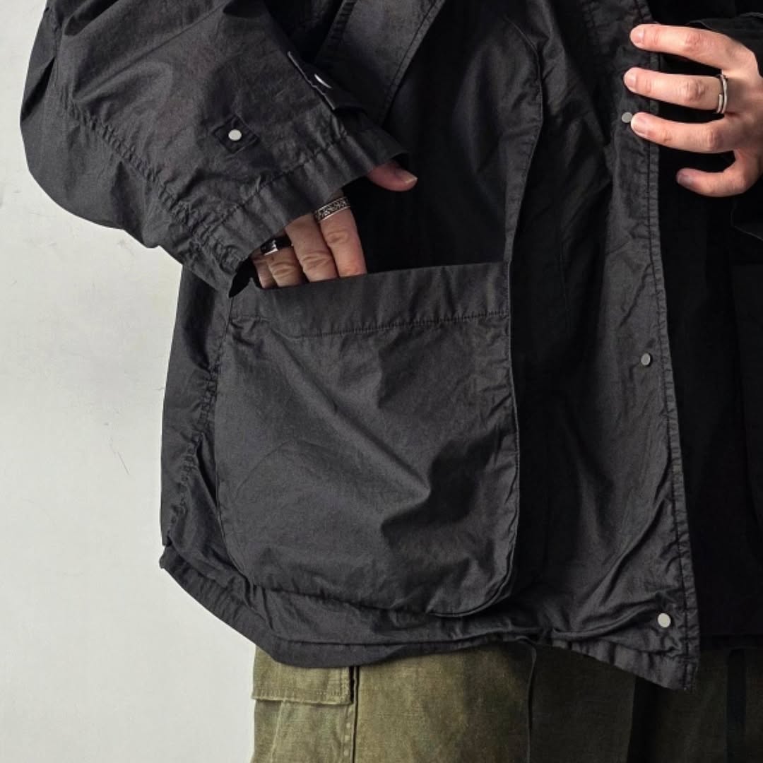 ANCELLM / Hooded Field Shirt Jacket (Black)