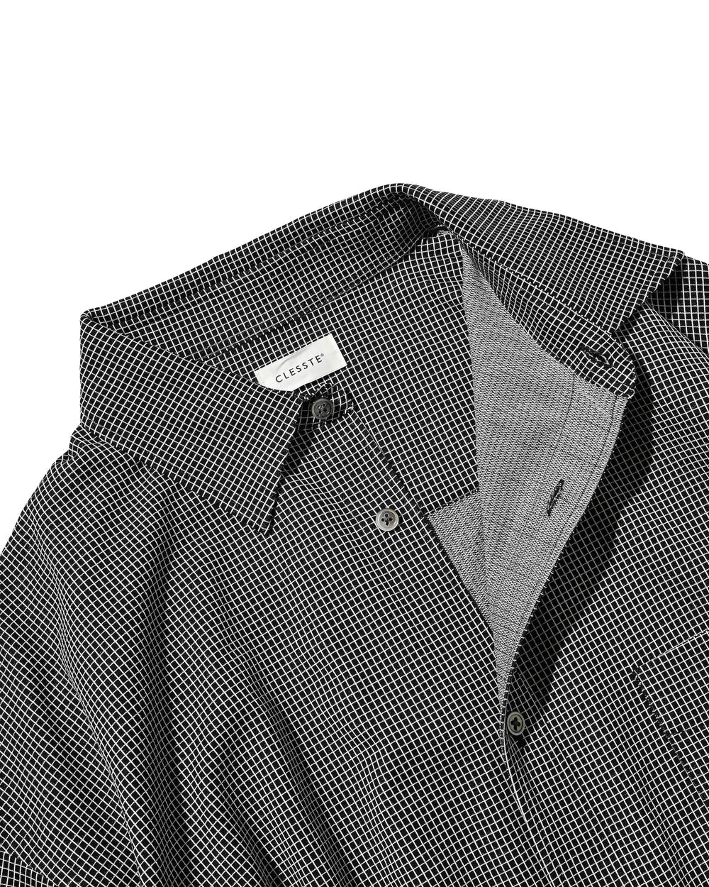 CLESSTE / Mini Grid Check 36G Knit Everyday S/S Shirt (Black x White)