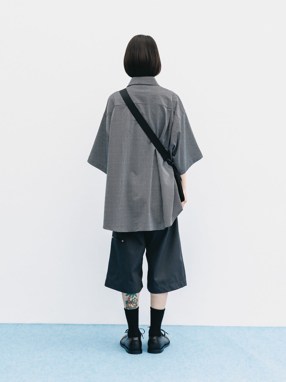 CLESSTE / Mini Grid Check 36G Knit Everyday S/S Shirt (Black x White)