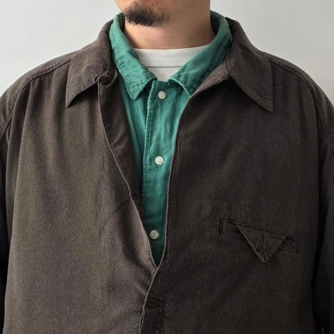 ANCELLM / Silk Nep Long Shirt  (Brown)