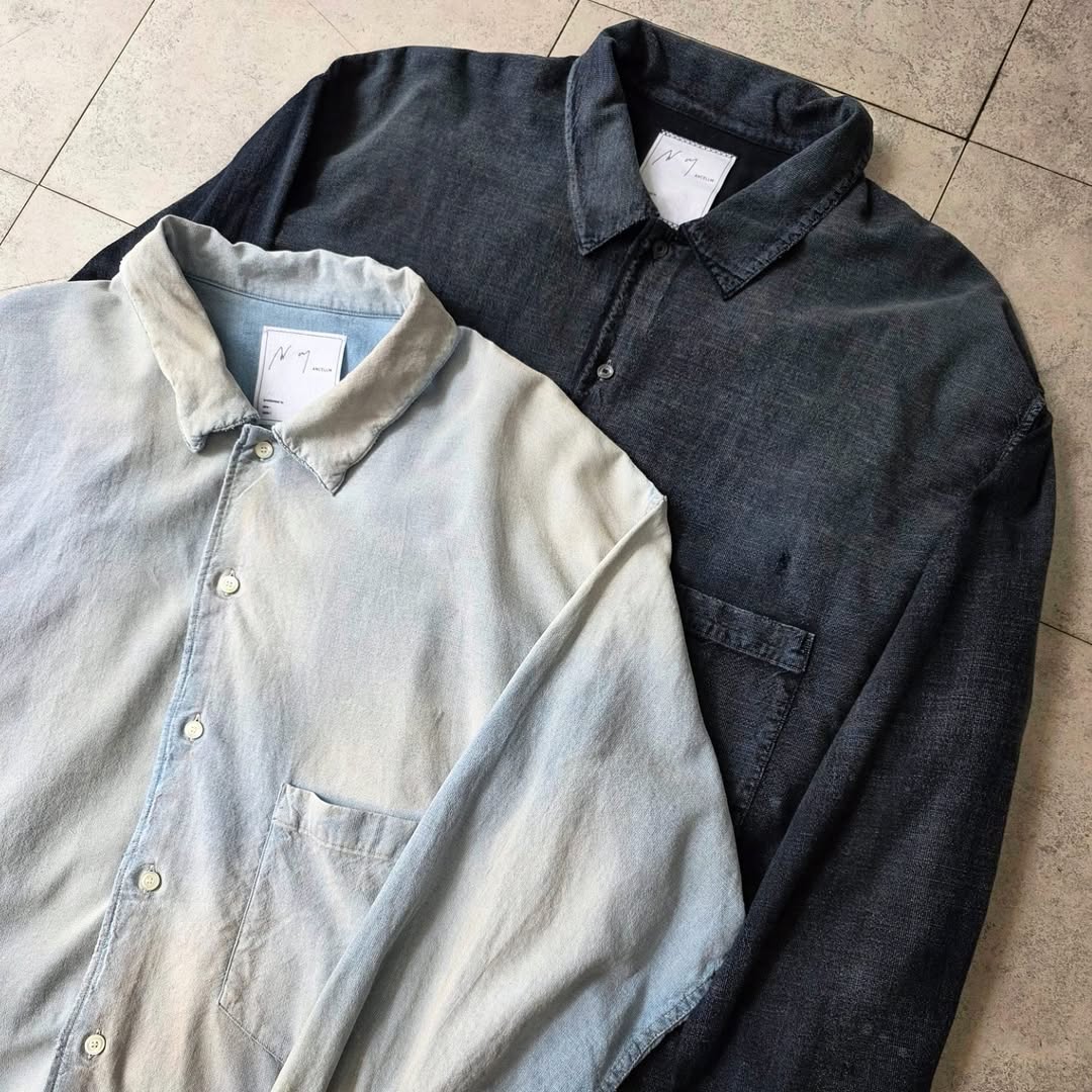 ANCELLM / Brushstroke Aging Shirt (Indigo)