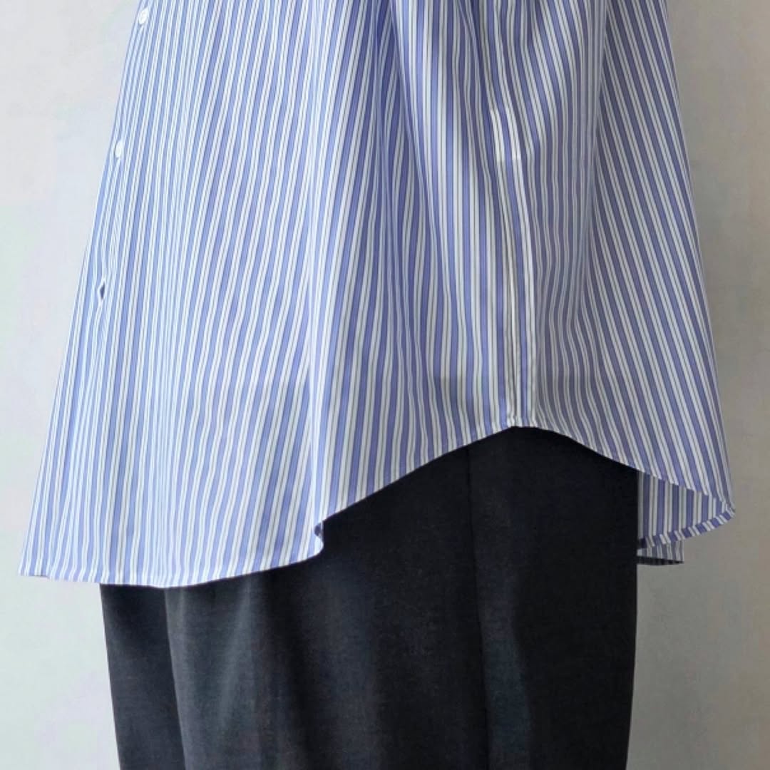 KANEMASA PHIL / 46G Atmosphere Stripe Shirt (Sax Black)