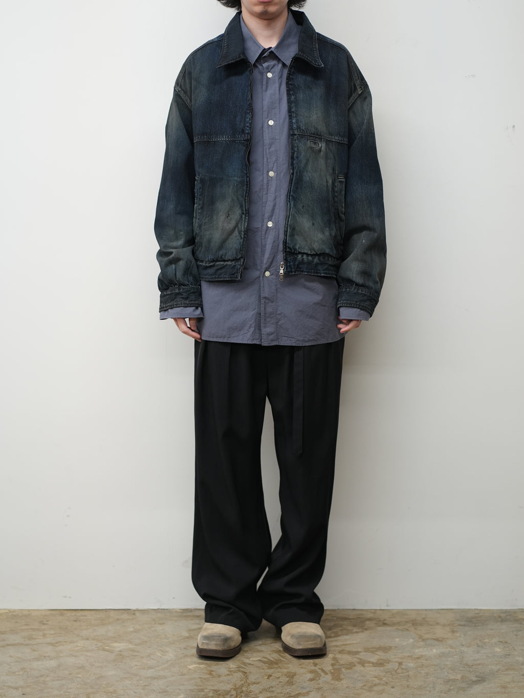 ANCELLM / Denim Zipup Jacket (Black)