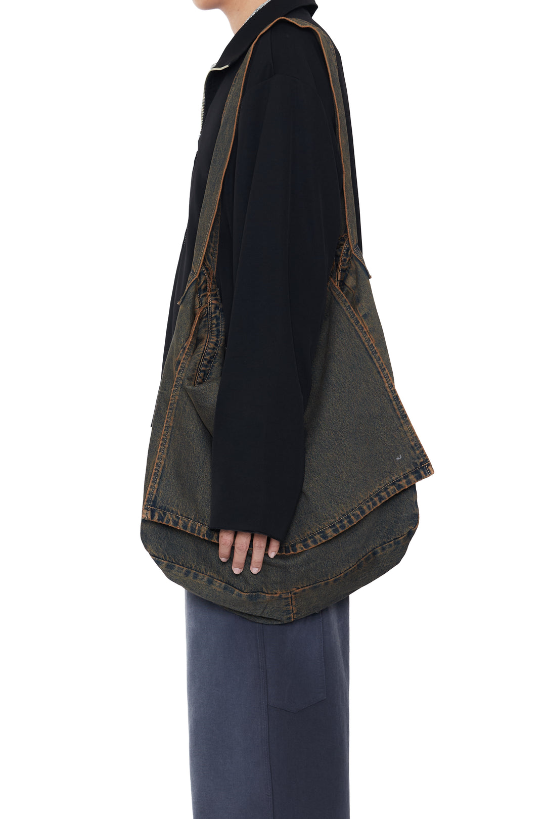 CODA / Black Brown Wash Denim Cross Body Bag