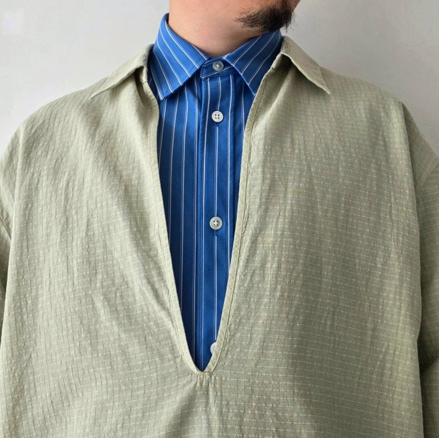 NOMAT / Skipper Shirt Silk Cotton Ripstop (Mistgreen)