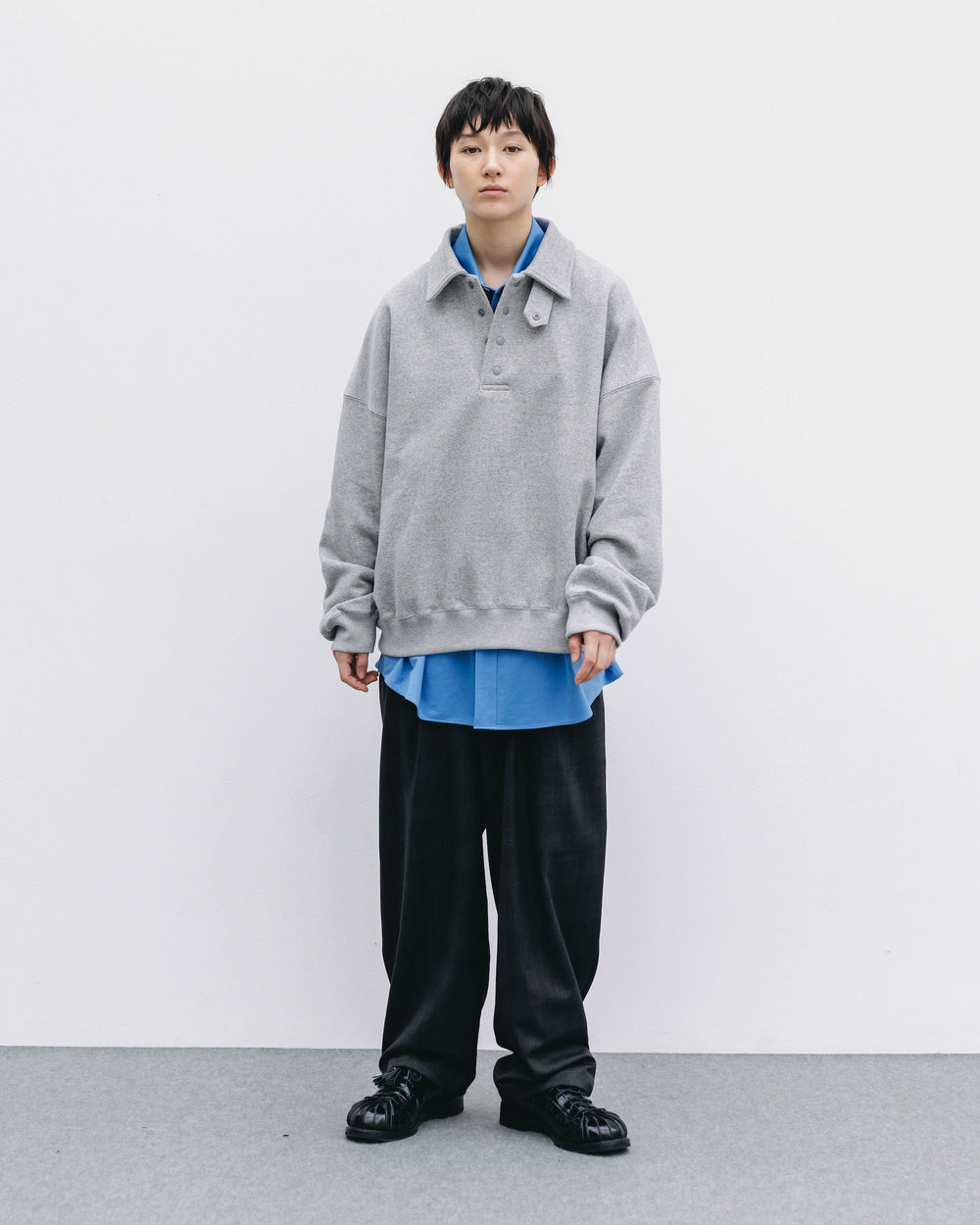 CLESSTE / Half Snap Sweat Shirt (Gray)