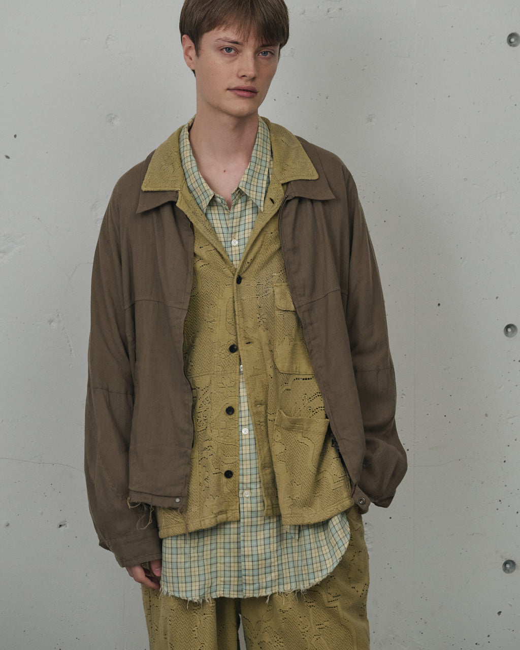 ANCELLM / L/N Zipup Shirt Jacket (Brown)