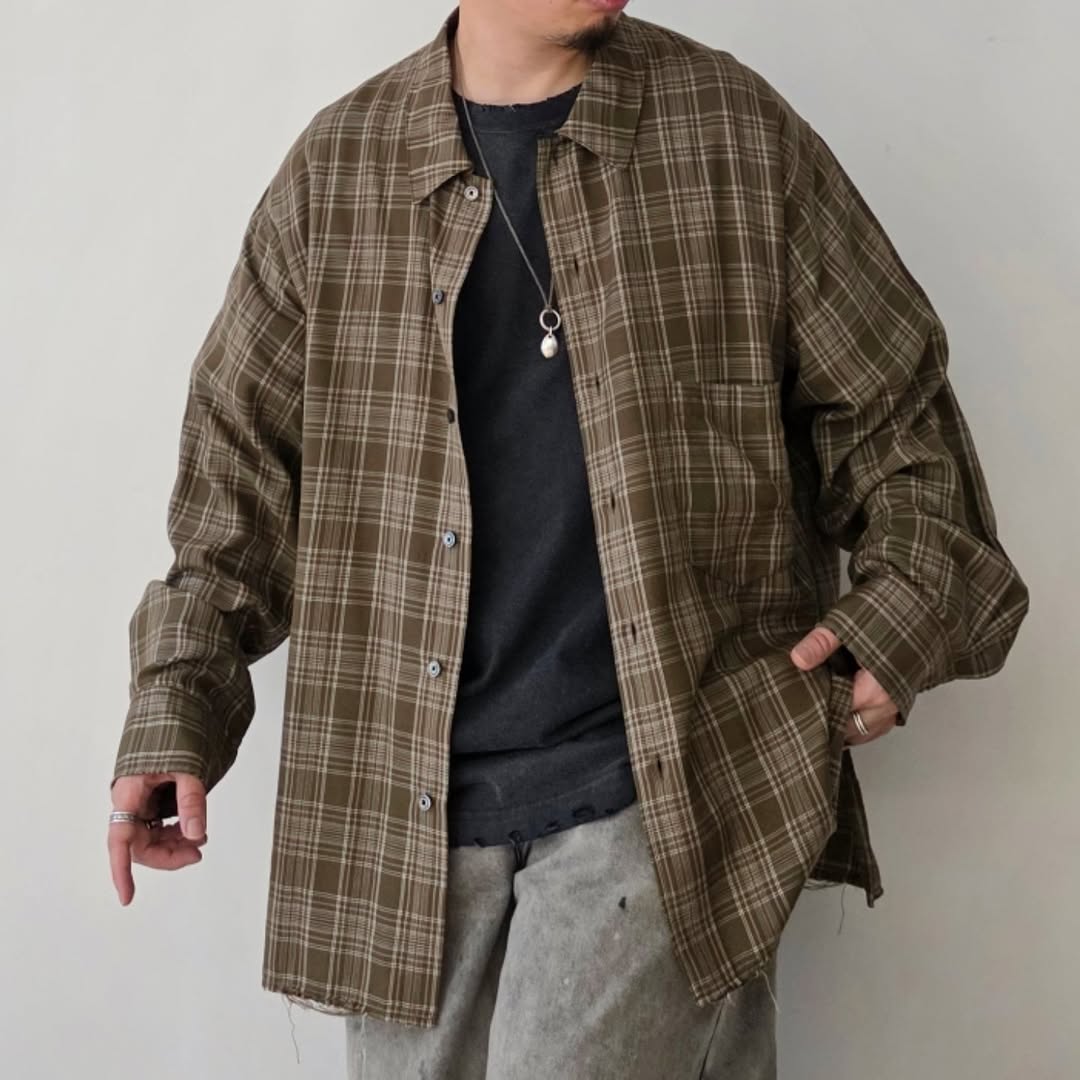 ANCELLM / Aging Rayon Check Shirt (Green) – Tree and Branch