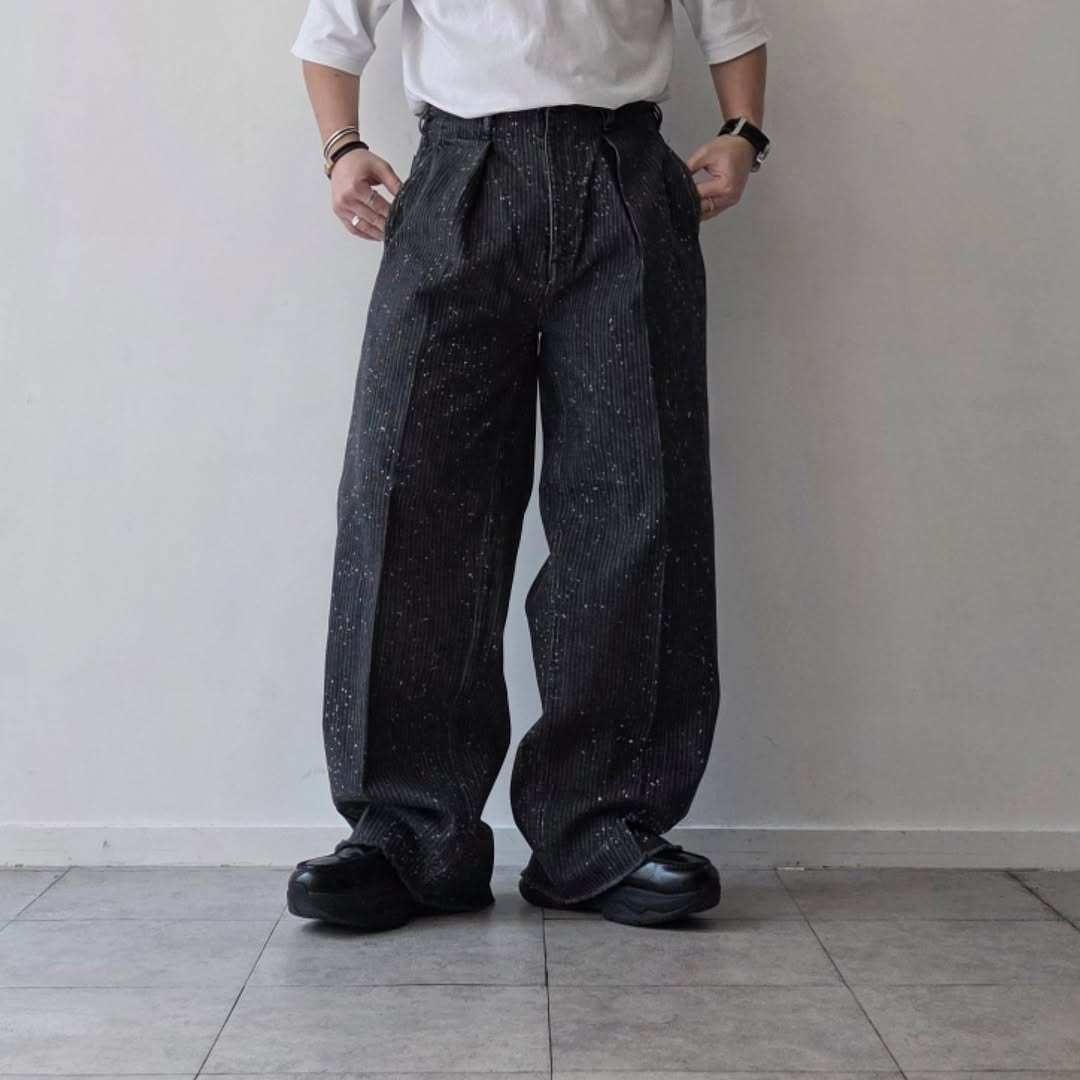 SABY / Tuck Baggy Type 2 - Stripe Denim Splash Vintage Wash – Tree