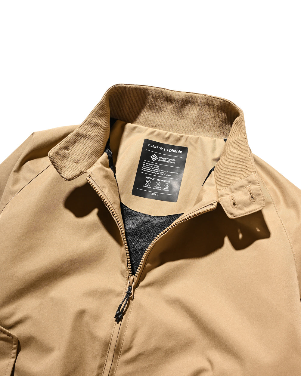 CLESSTE / +Phenix Windstopper® By Gore-Tex Labs Twill City Harrington Jacket (Carmel Beige)