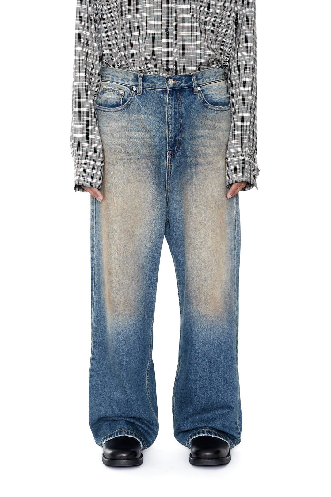 CODA / Faded Dirty Indigo Wash Break Cut Straight Jeans