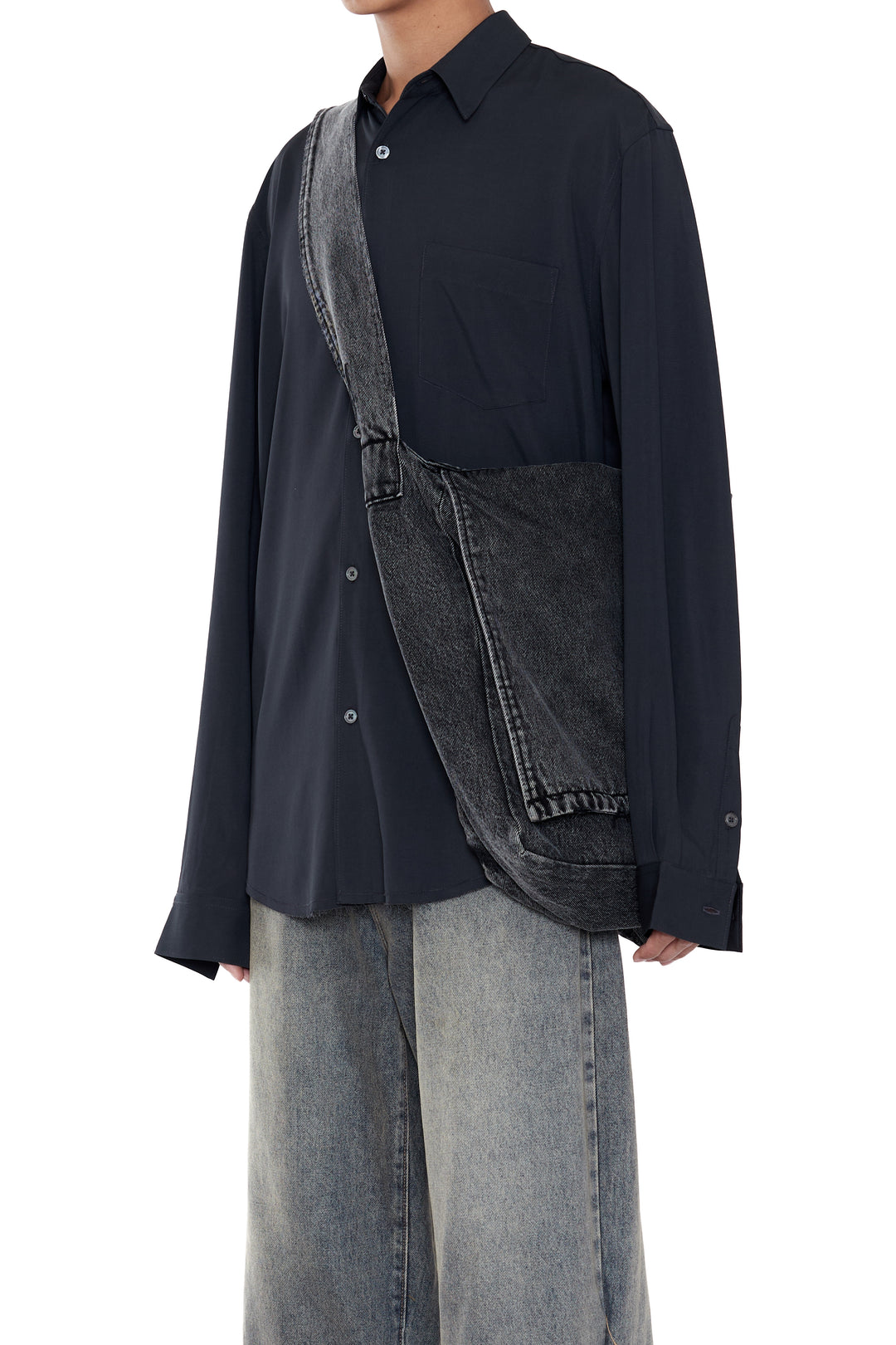 CODA / Black Acid Wash Denim Cross Body Bag