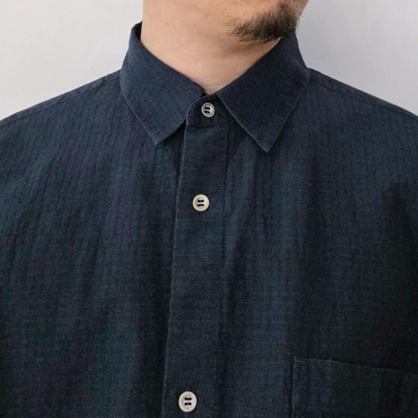 NOMAT / S/S Shirt Silk Cotton Ripstop (Navy)