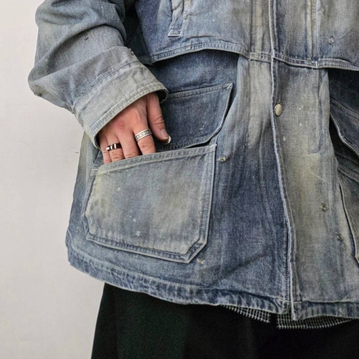 ANCELLM / Aging Denim Half Jacket (Indigo)