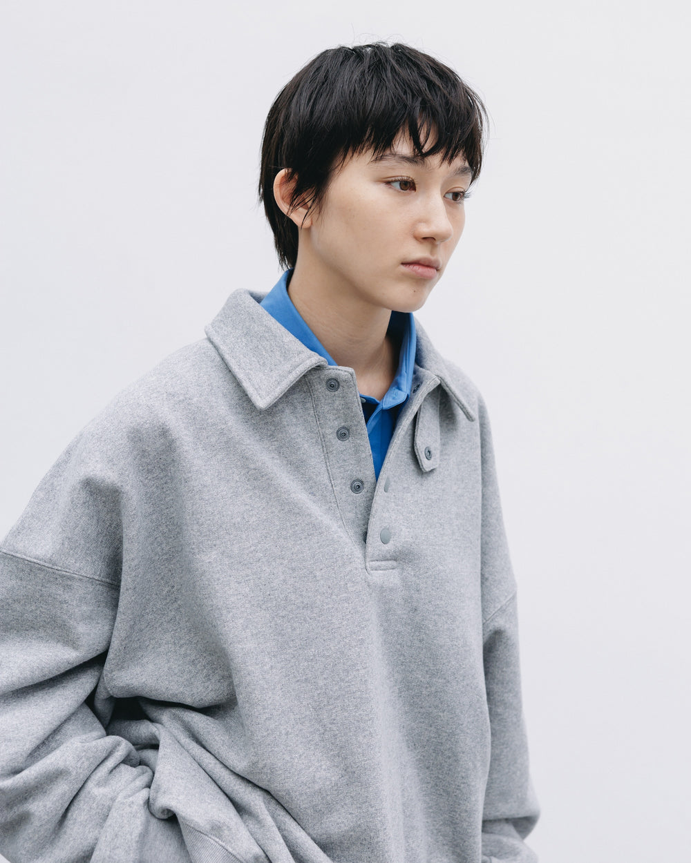 CLESSTE / Half Snap Sweat Shirt (Gray)
