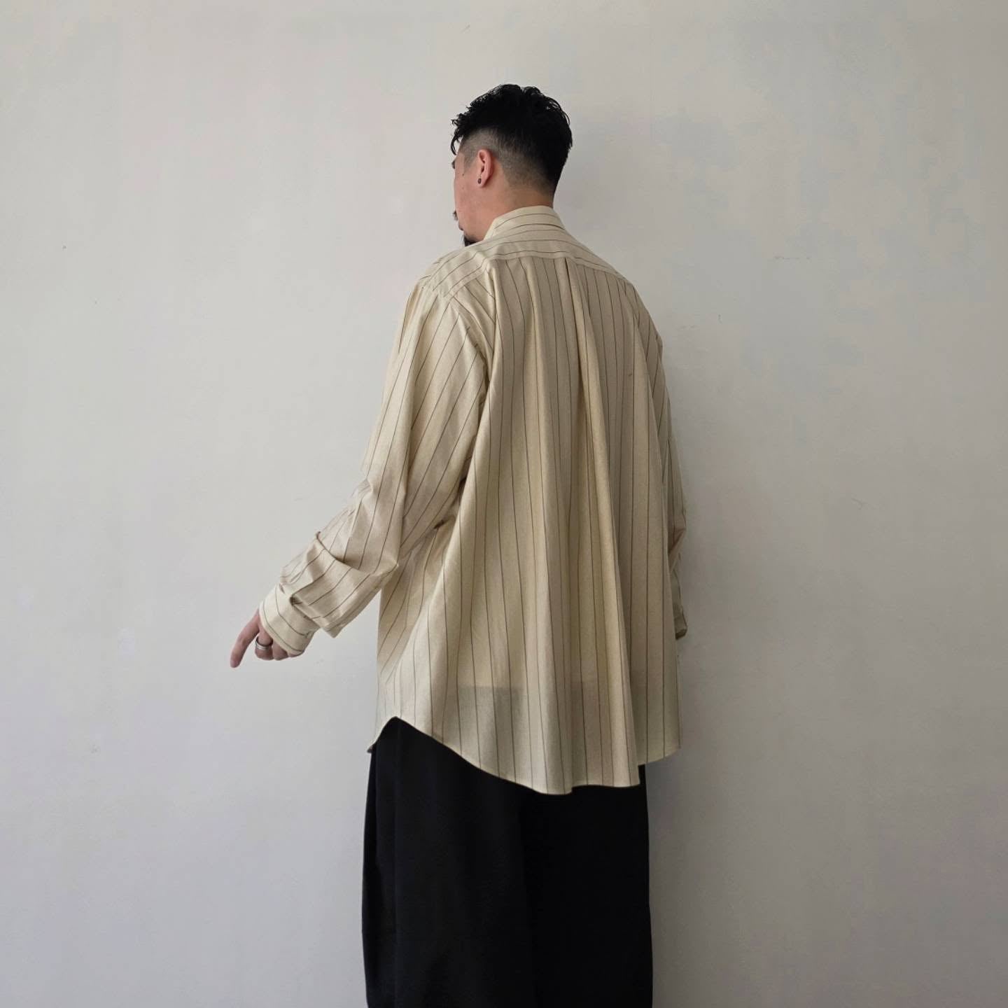 KANEMASA PHIL / 46G Atmosphere Stripe Shirt (Beige Navy)