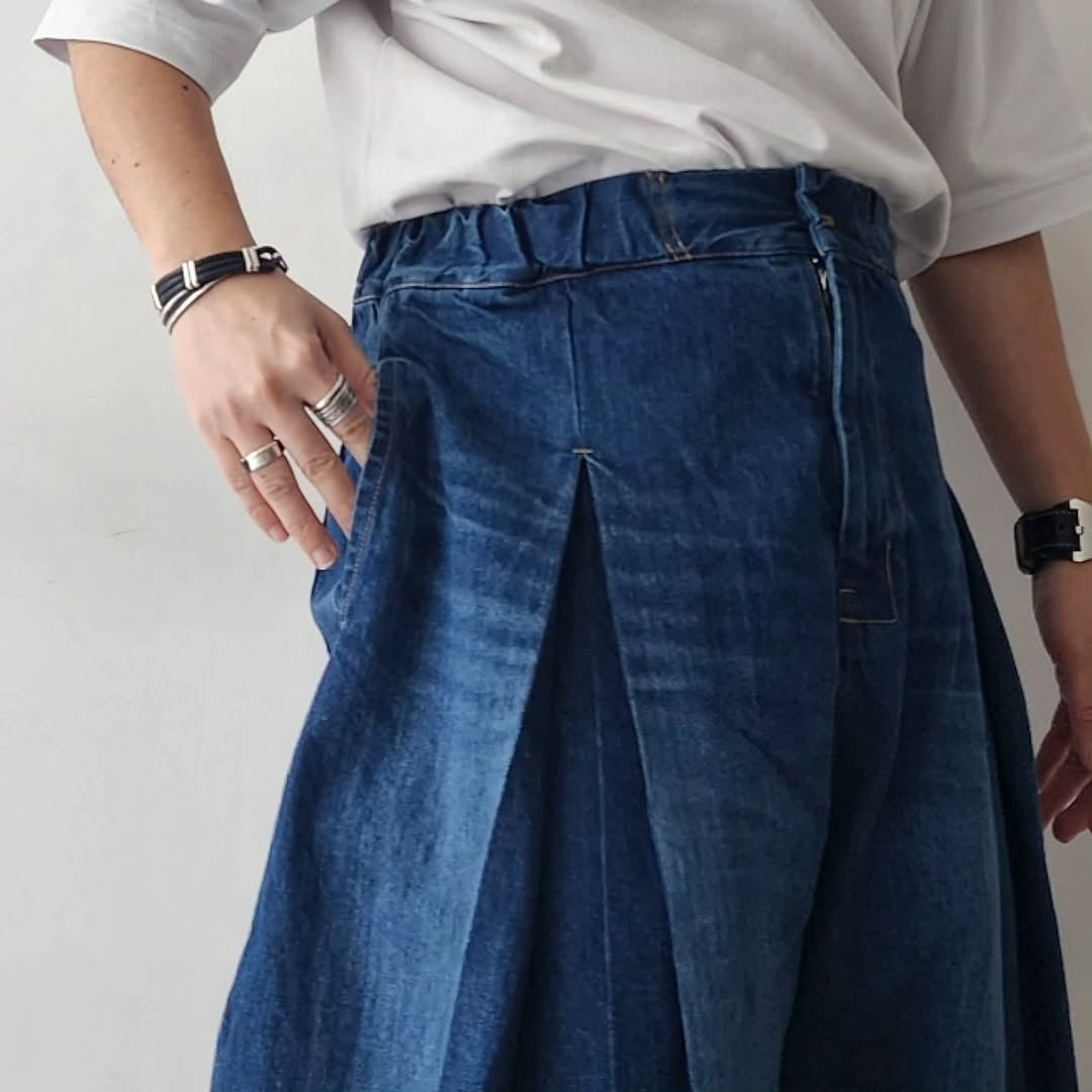 SAGE NATION / Box Pleat Trouser Denim Indigo Wash