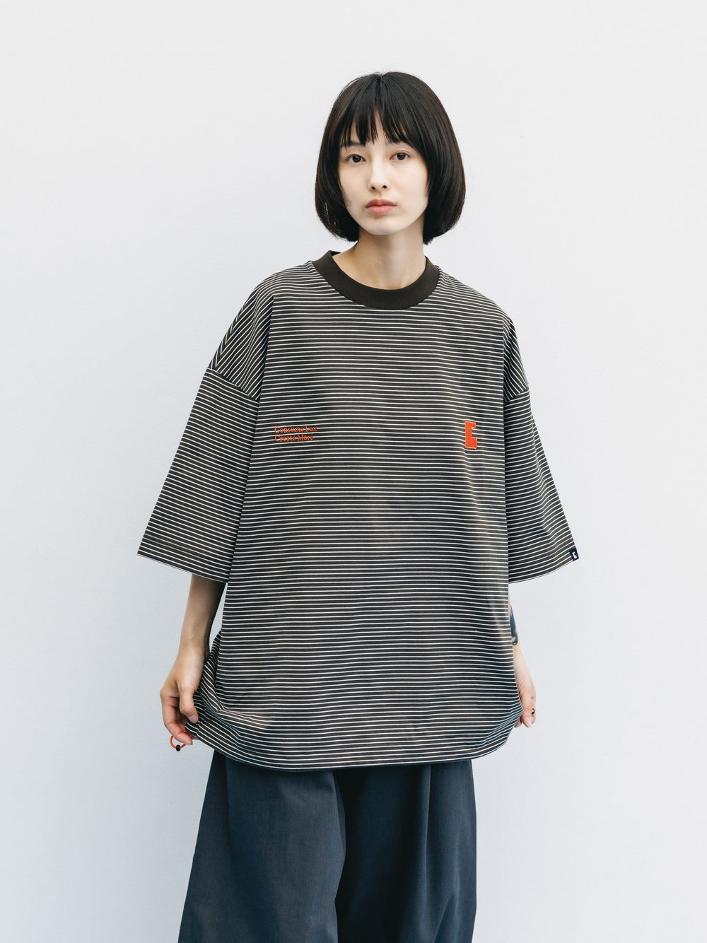 CLESSTE / 'C x Concept' Striped S/S T-Shirt With Drawstrings (Brown x White)