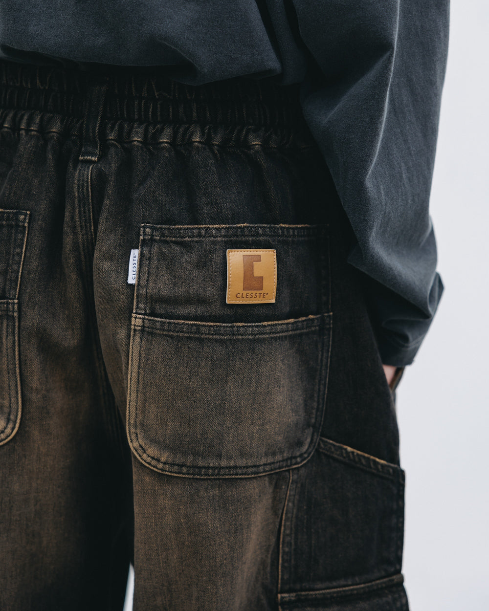 CLESSTE / Vintage Dyed Selvedge Denim Worker Pants  (Vintage Black)