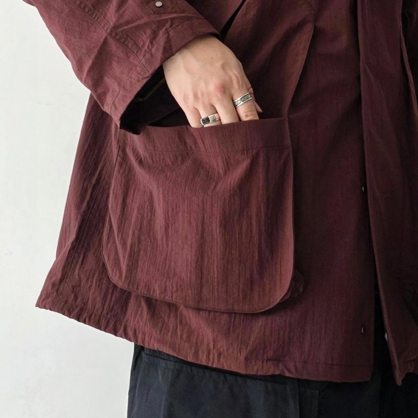 ANCELLM / Wrinkled Nylon Over Hoodie (Marron)
