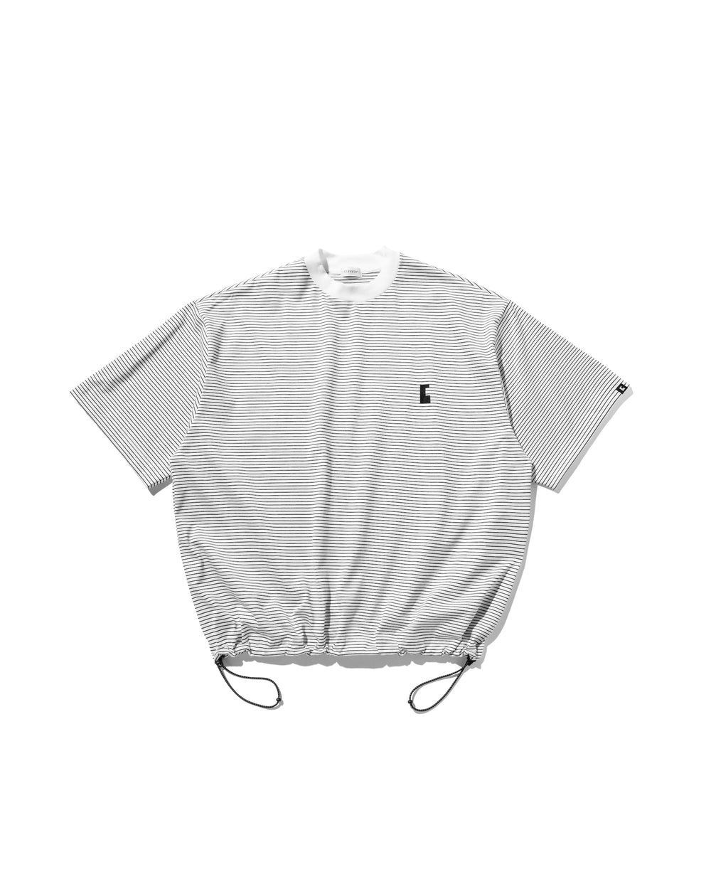 CLESSTE / 'C' Striped Massive T-Shirt With Drawstrings (White x Black)