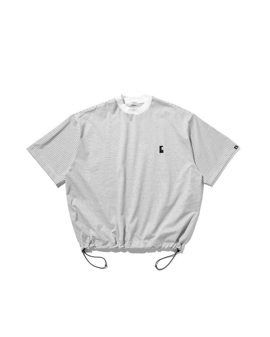 CLESSTE / 'C' Striped Massive T-Shirt With Drawstrings (White x Black)
