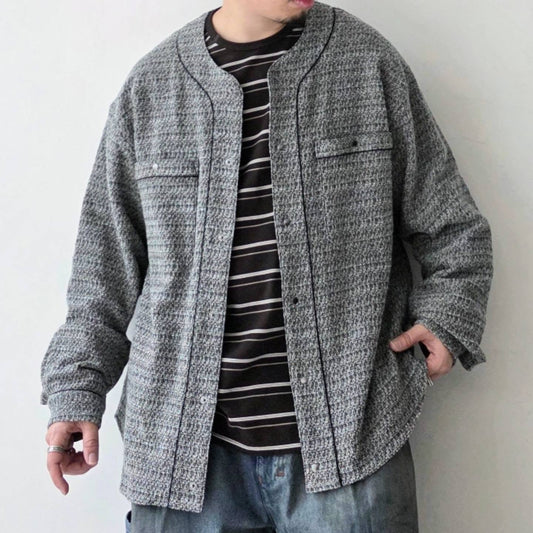 THE JEAN PIERRE / Tweed Baseball Shirt (Grey)