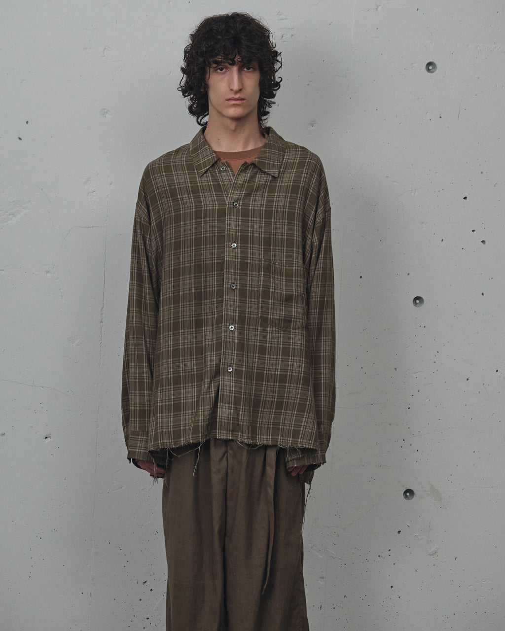 ANCELLM / Aging Rayon Check Shirt (Green) – Tree and Branch