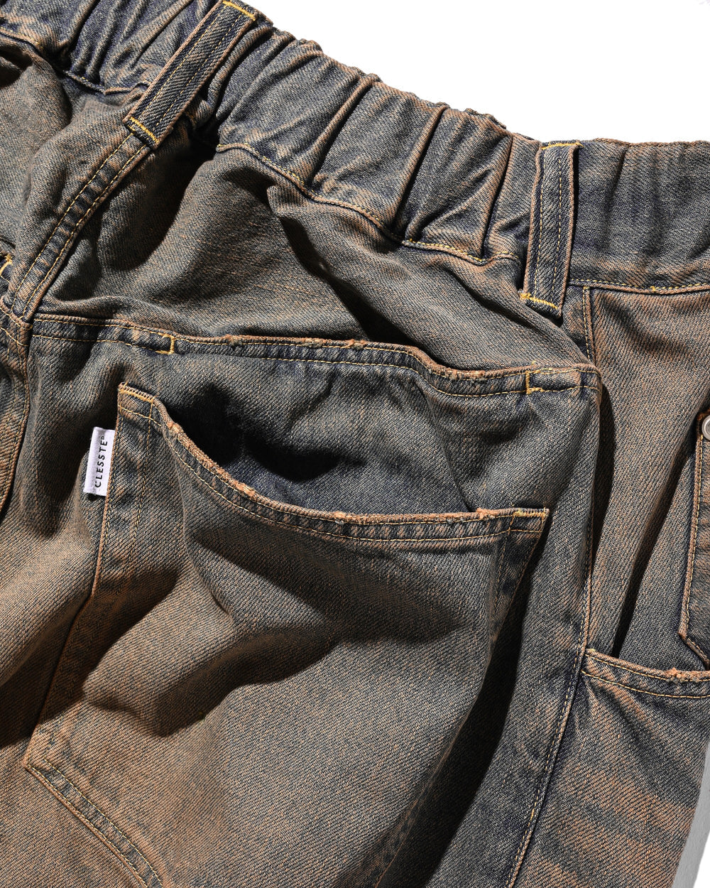 CLESSTE / Vintage Dyed Selvedge Denim Barrel Leg Pants (Vintage Brown)