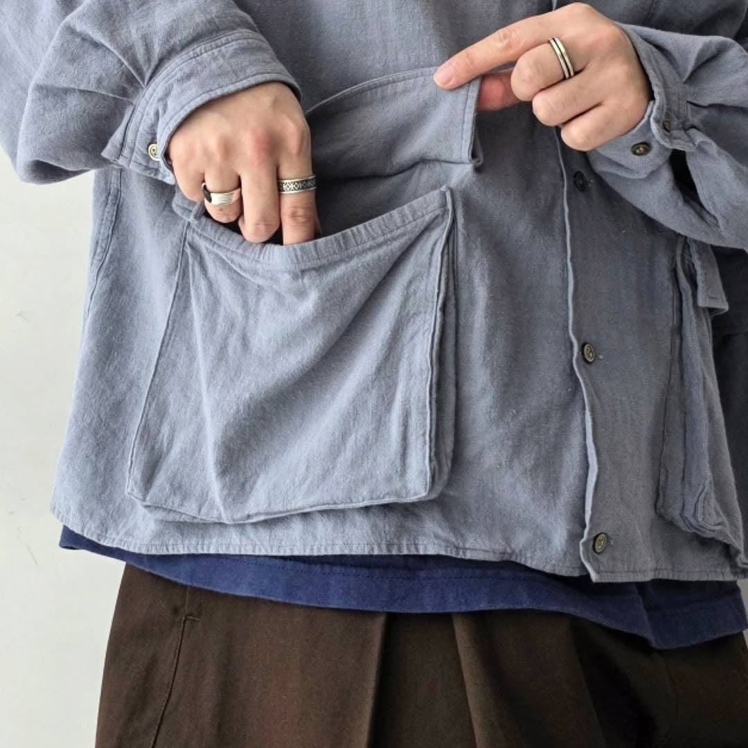 THE JEAN PIERRE / Safari Linen Shirt (Greige Dax)