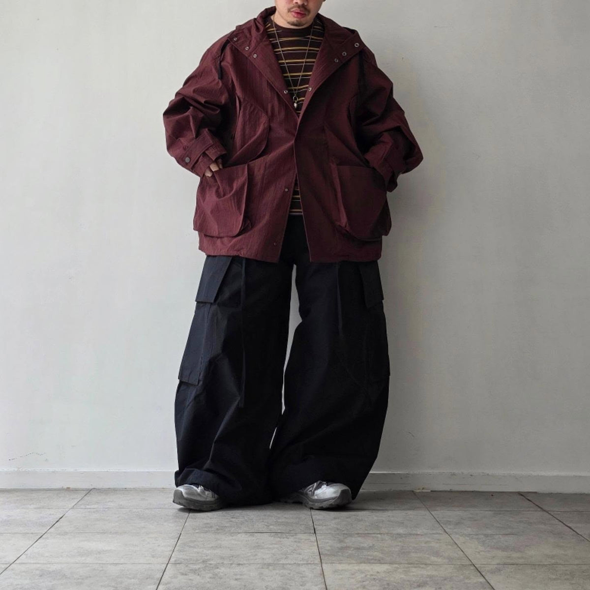 ANCELLM / Border LS T-Shirt (Marron)
